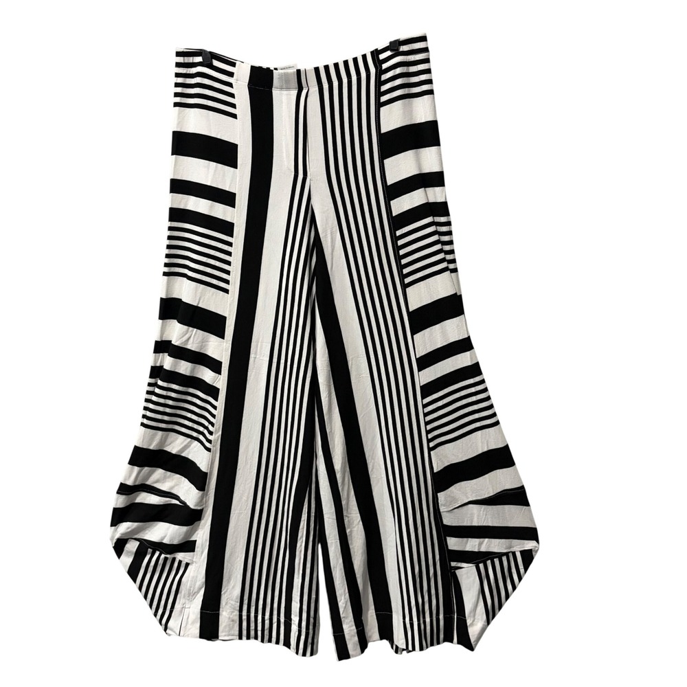Alembika Striped Punto Pants Women 3 US 12 Black White Lantern Trousers Balloon